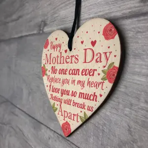 Red Ocean Happy Mothers Day Gift Decorations Mum Gifts Wooden Hanging Heart Sign Mothers Day Gift From A Son Or Daughter