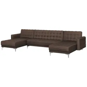 U-Shaped Sofa ABERDEEN Dark Brown Reversible