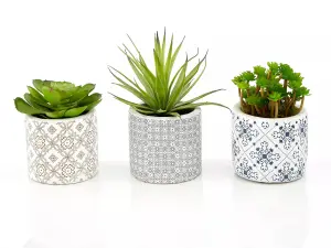 Fiori Set of 3 Succulents in Henna Ceramic Pots Artificial Plant Foliage