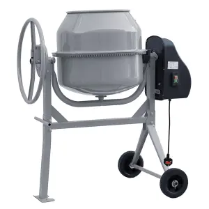 550W 220V Cement Mixer 140 L Electric Portable Cement Concrete Mixer with Wheels,Grey