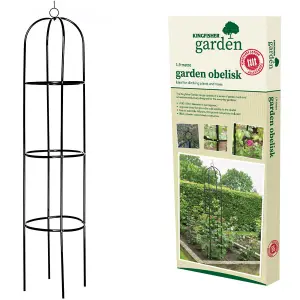 x2 Kingfisher Decorative Climbing Plant Support Obelisk Garden Black Metal 1.9m