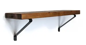 Reclaimed Wooden Shelf with Bracket GALA 9" 220mm - Colour Medium Oak - Length 60cm