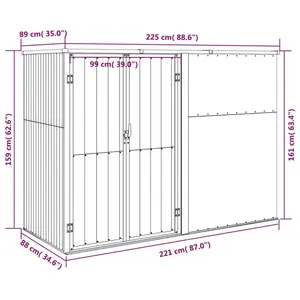 Garden Tool Shed Anthracite 225x89x161 cm Galvanised Steel