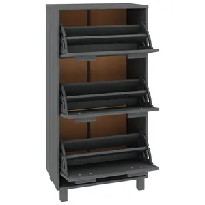 Berkfield Shoe Cabinet Dark Grey 59.5x35x117 cm Solid Wood Pine