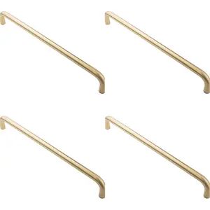 4 PACK - Round D Bar Pull Handle 469 x 19mm 450mm Fixing Centres Satin Brass PVD