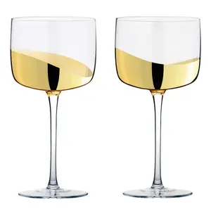 Wave Gin Glasses (Set of 2) Gold/Clear