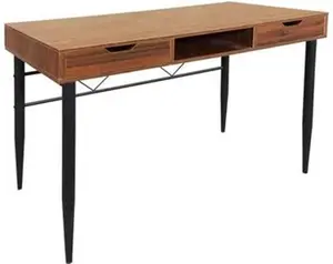 Mda Designs Kenora Home Office Study Ergonomic Desk Table Workstation With Drawers Walnut Black