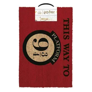 Harry Potter Coir Platform 9 3/4 Door Mat Red/Gold/Black (40cm x 1.5cm x 60cm)