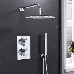 Nes Home 2 Dial 2 Way Round Concealed Thermostatic Shower Mixer,Head,Handset set