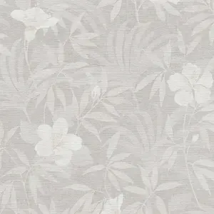 Galerie Havana Grey Beige Floral Textured Wallpaper