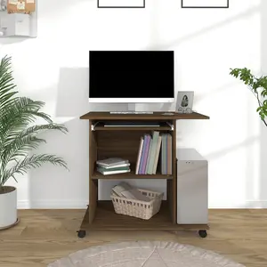 Berkfield Computer Desk Brown Oak 80x50x75 cm Engineered Wood