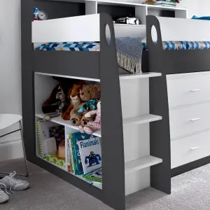 Erin Grey and White Mid Sleeper Bed With Desk