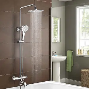 Nes Home Fawley Round Thermostatic Shower Kit with Bath Filler Chrome