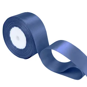 25mm Navy Double Sided Satin Polyester Ribbon Roll, 25 metres