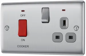 BG Matt Raised slim Cooker switch & socket with neon