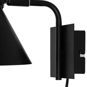 GoodHome Masoala Matt Black Plug-in Wall light