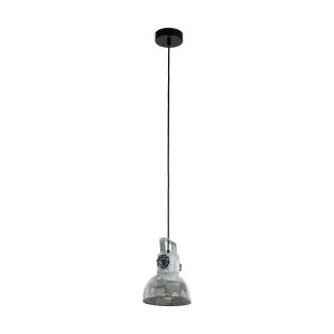 Hanging Ceiling Pendant Light Black & Raw Steel 1x 40W E27 Industrial Feature