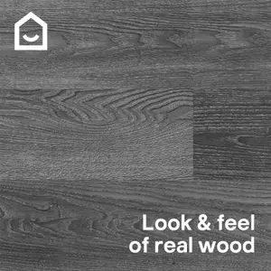 GoodHome Mambo Dark Grey Natural Wood effect Synchronised Click vinyl Planks, 2.17m²