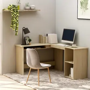 Berkfield L-Shaped Corner Desk Sonoma Oak 120x140x75 cm Engineered Wood