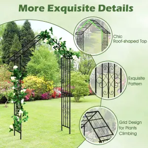 COSTWAY Outdoor Arbour Archway Metal Garden Arch Trellis for Plant Climbing