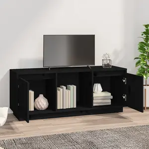 Berkfield TV Cabinet Black 110.5x35x44 cm Solid Wood Pine