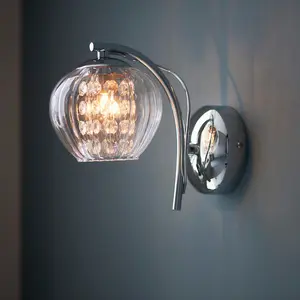 Luminosa Mesmer Glass Wall Lamp, Chrome Plate, Glass, Glass Beads