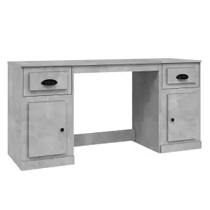 Berkfield Desk with Cabinet Concrete Grey Engineered Wood