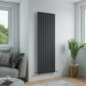 Agadon Solo Designer Oval Tube Radiator 1800 x 600 mm Textured Anthracite