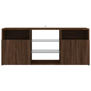 Berkfield TV Cabinet with LED Lights Brown Oak 120x30x50 cm