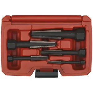 5 Piece Double Edge Screw Extractor Set - Damaged Bolt & Screw Extraction - Case