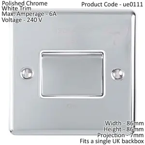 6A Extractor Fan Isolator Switch CHROME & White Trim 3 Pole Shower