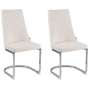 Set of 2 Dining Chairs ALTOONA Velvet Off-White