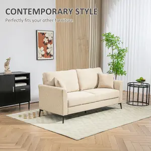 HOMCOM 3 Seater Sofa, Linen Fabric Sofa for Living Room, Beige