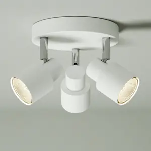 First Choice Lighting Set of 2 Irwin White 3 Light IP44 Bathroom Round Spotlight Plates