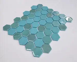 Top Ceramics Turquoise Hexagon Mosaic Tile Mix. High Gloss / Matt (L)330 x (W)298mm