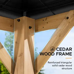 Sunjoy FSC Cedar Wood Gazebo ERNIR - 393cm x 452cm, Anthracite