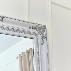 Melody Maison Extra Large Ornate Silver Wall/Leaner Mirror 100cm x 200cm