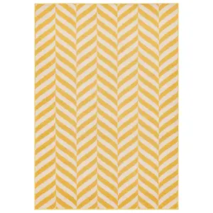 Yellow Modern Striped Easy to Clean Geometric Rug For DiningRoom-80cm X 150cm