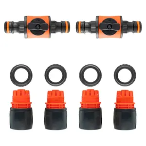 garden watering hosepipe/irrigation flow control valves with matching hose connectors(pack of 2 valves + 4 connectors)