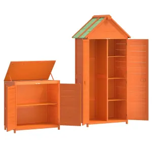 Berkfield 2 Piece Garden Tool Shed Set Brown Solid Wood Pine