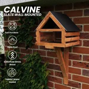 Calvine Wall-Mounted Bird Table with Slate Effect Roof