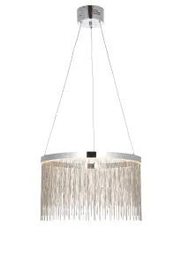 Zanita Chrome with Silver Waterfall Effect Modern 1 Light Colour Changing LED Ceiling Pendant