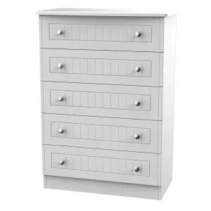 Warwick Ready assembled Matt grey 5 Drawer Chest (H)1075mm (W)765mm (D)415mm