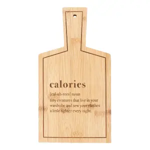 Bamboo Serving Board With a Fun 'Calories' Meaning. (H26.5 cm)