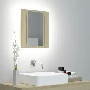 Berkfield LED Bathroom Mirror Cabinet Sonoma Oak 40x12x45 cm