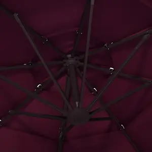 Berkfield 4-Tier Parasol with Aluminium Pole Bordeaux Red 3x3 m