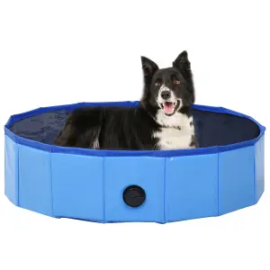 Foldable Dog Swimming Pool Blue 80x20 cm PVC