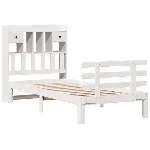 Berkfield Bookcase Bed without Mattress White 100x200cm Solid Wood Pine