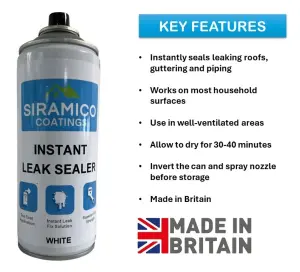 Instant Leak Sealer White - 400ml - Waterproof Sealant Spray