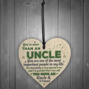 Red Ocean Uncle Friendship Gift Handmade Wooden Hanging Heart Birthday Gift For Uncle Plaque Keepsake